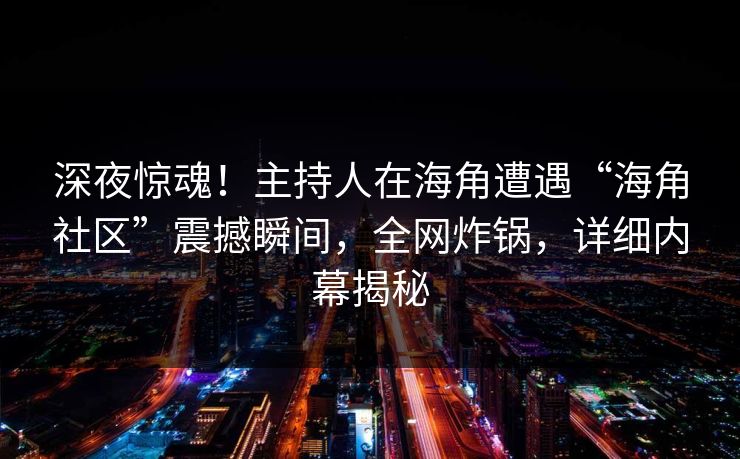 深夜惊魂！主持人在海角遭遇“海角社区”震撼瞬间，全网炸锅，详细内幕揭秘