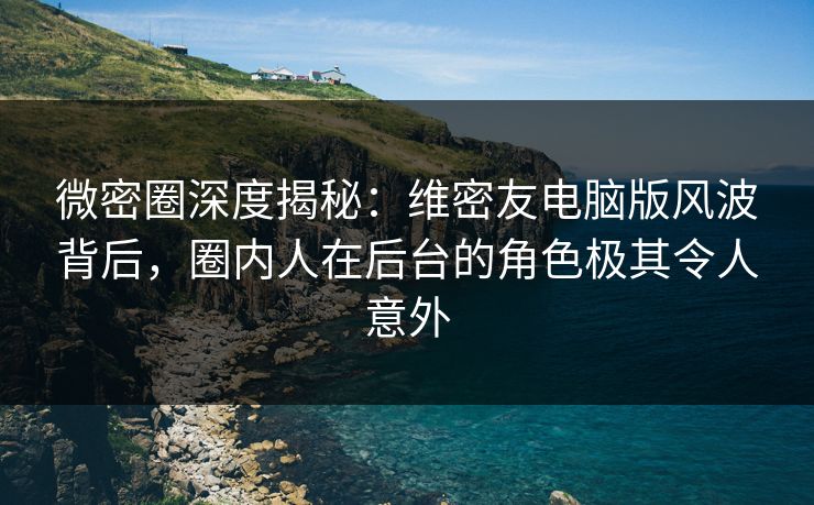 微密圈深度揭秘：维密友电脑版风波背后，圈内人在后台的角色极其令人意外