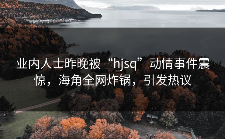 业内人士昨晚被“hjsq”动情事件震惊，海角全网炸锅，引发热议