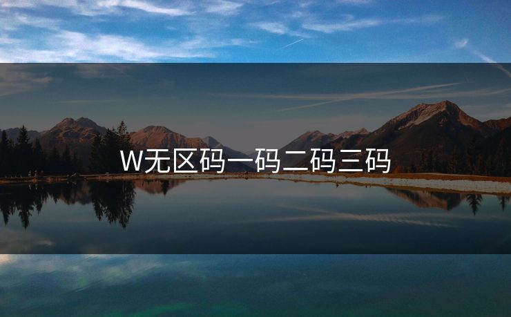 W无区码一码二码三码