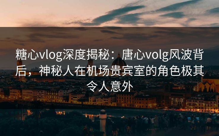糖心vlog深度揭秘：唐心volg风波背后，神秘人在机场贵宾室的角色极其令人意外