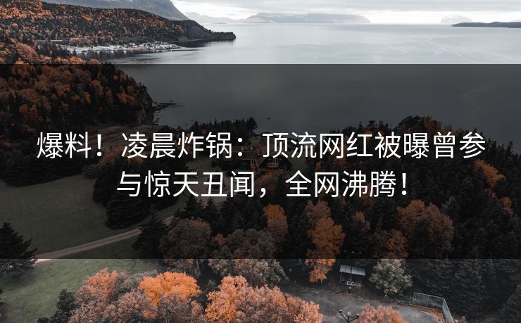 爆料！凌晨炸锅：顶流网红被曝曾参与惊天丑闻，全网沸腾！