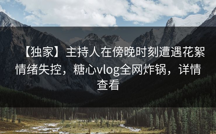 【独家】主持人在傍晚时刻遭遇花絮情绪失控，糖心vlog全网炸锅，详情查看